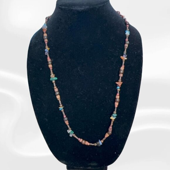 Handcrafted Natural Gemstone Beaded Necklace | Earthy Boho Jewelry - Picture 1 of 3